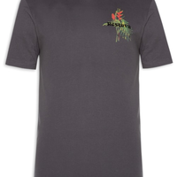 Camiseta Masculina Estampada Ramo Tropical - Cinza