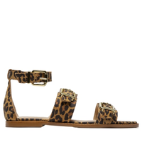 Sandália Feminina Rasteira Fivelas - Animal Print