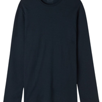 Blusa De Manga Comprida Em Algodão Quente - Azul