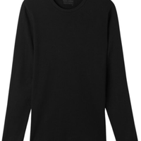 Blusa De Manga Comprida Em Algodão Quente - Preto