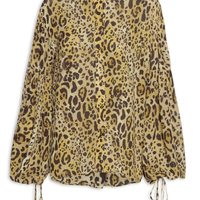 Camisa Feminina Alongada Com Botões Estampa Onça Aqua - Animal Print