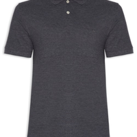 Polo Masculina Básica em Piquet - Cinza