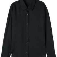 Camisa Curta Em Linho - Preto