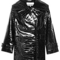 Jaqueta Feminina Future Coated Double Breasted Midi - Preto