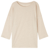 Blusa Com Decote Em Barco Em Linho - Bege