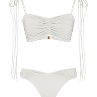 Calcinha biquíni midi com franzidos bio artemis off white