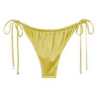 Calcinha De Biquíni Brasileira Com Amarração Shiny Satin - Amarelo