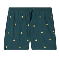 Bermuda De Banho Com Bordado De Patinhos - Verde