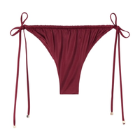 Calcinha De Biquíni Brasileira Com Amarração Shiny Satin - Bordô