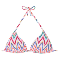Parte De Cima De Biquíni Triângulo Multicolor Chevron - Rosa
