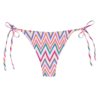 Calcinha De Biquíni Brasileira Com Amarração Multicolor Chevron - Rosa