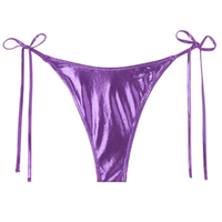 Calcinha De Biquíni Brasileira Com Amarração Metallic Skin - Roxo