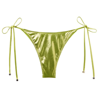 Calcinha De Biquíni Brasileira Com Laços Metallic Skin - Verde