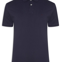 Polo Masculina Regular Fit Vista com Detalhe Interno - Azul