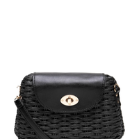 Bolsa Feminina Palha Baguete - Preto