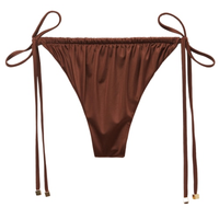 Calcinha De Biquíni Fio Dental Shiny Satin - Marrom