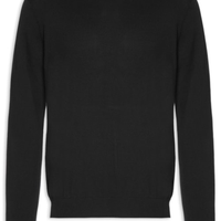 Suéter Masculino Gola Redonda Manga Longa Algodão Pima com Cashmere - Preto