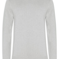 Suéter Masculino Gola Redonda Manga Longa Algodão Pima Com Cashmere - Cinza