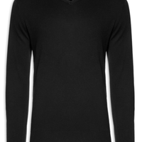 Suéter Masculino Gola V Manga Longa Algodão Pima com Cashmere - Preto