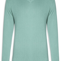 Suéter Masculino Gola V Manga Longa Algodão Pima com Cashmere - Verde