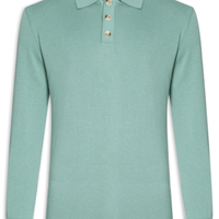 Suéter Masculino Polo Manga Longa Algodão Com Cashmere - Verde