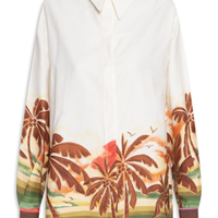 Conjunto Feminino Camisa E Top Estampa Horizonte - Off White