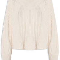 Blusa Feminina Curto Gola V Tricot - Bege