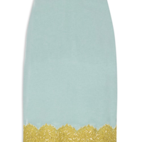 Saia Midi Detalhe Renda - Azul