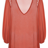 Blusa Feminina Alongada Ggt Metais - Vermelho