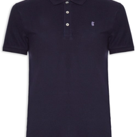Polo Masculina Básica Em Piquet - Azul