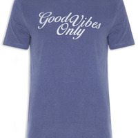Camiseta Masculina Estampada Good Vibes Only - Azul
