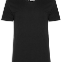 Camiseta Masculina Básica Gola V Em Algodão - Preto