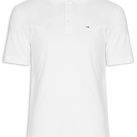 Polo Masculina Básica Bandeira Bordada Original Fit Em Piquet De Algodão - Branco