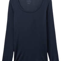 Blusa De Manga Comprida Em Cashmere Ultralight Com Decote Em u - Azul