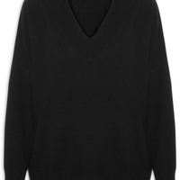 Suéter Feminino Gola V Com Blend De Lã E Cashmere - Preto