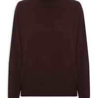 Suéter Feminino Gola Alta Com Blend de Lã e Cashmere - Marrom