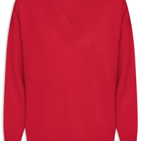 Suéter Feminino Gola V Com Blend De Lã E Cashmere - Vermelho