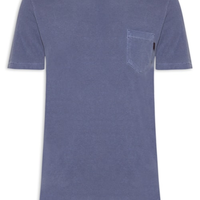 Camiseta Masculina Gola Careca Estonada Com Bolso - Azul