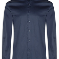 Camisa Masculina Cetim Elastano Manga Longa - Azul
