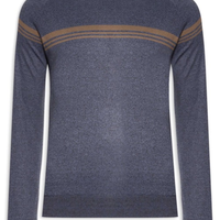 Suéter Masculino Gola Redonda Lista Centralizada - Azul