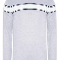 Suéter Masculino Gola Redonda Listra Dupla - Cinza