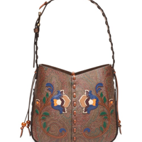 Bolsa Feminina Crossbody Vulcano Threading Arnica And Patch - Marrom
