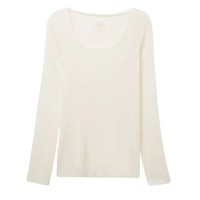 Blusa De Manga Comprida Em Cashmere Ultralight Com Decote Em u - Marfim