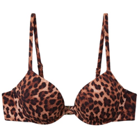 Parte De Cima De Biquíni Push-Up Classic Animal Print - Marrom