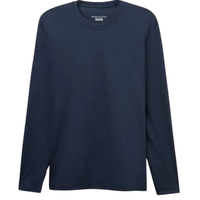Camiseta De Manga Comprida Em Algodão Premium - Azul