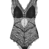 Body Regata Em Renda - Preto