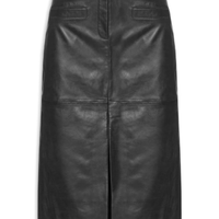 Saia Midi De Couro - Preto