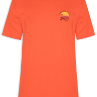 Camiseta Masculina Manga Curta Gola Careca Vintage Arpoador Patch - Laranja