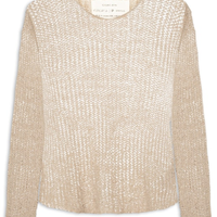 Blusa Feminina Manga Longa Tricot Rede - Bege