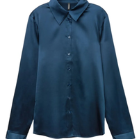 Camisa Em Seda - Azul